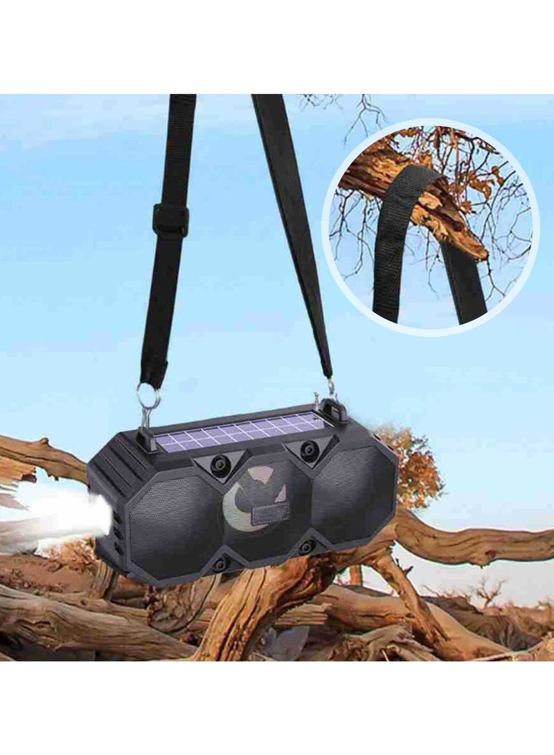 Solar Bluetooth Speaker Portable Hand Carry Solar Bluetooth Speakers Wireless Outdoor Speaker with Subwoofer Deep Bass Powerful Stereo Speaker for Business Travel and Home Party Travel Black - Image 3