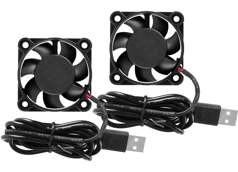Excefore PC Fans 40mm 5V Cooling Fan 2 Pack Portable Home Office Fans Metal USB Powered Cooling Fan for Laptop/TV Box/AV cabint/PS4/Router - Image 1