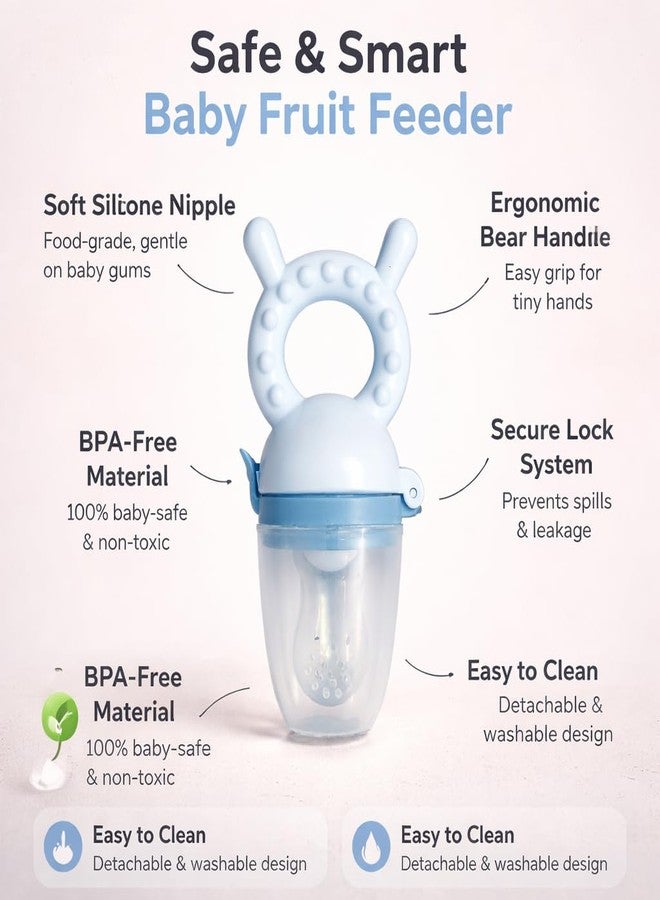 AEREX Stainless Steel Baby Feeding Bottle with Cleaning Brush & Silicone Rabbit Fruit Nibbler | Insulated Leak-Proof Baby Milk Bottle | Safe BPA-Free Baby Feeding Set for Newborns & Toddlers (Blue) - Image 2