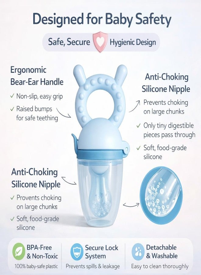 AEREX Stainless Steel Baby Feeding Bottle with Cleaning Brush & Silicone Rabbit Fruit Nibbler | Insulated Leak-Proof Baby Milk Bottle | Safe BPA-Free Baby Feeding Set for Newborns & Toddlers (Blue) - Image 4