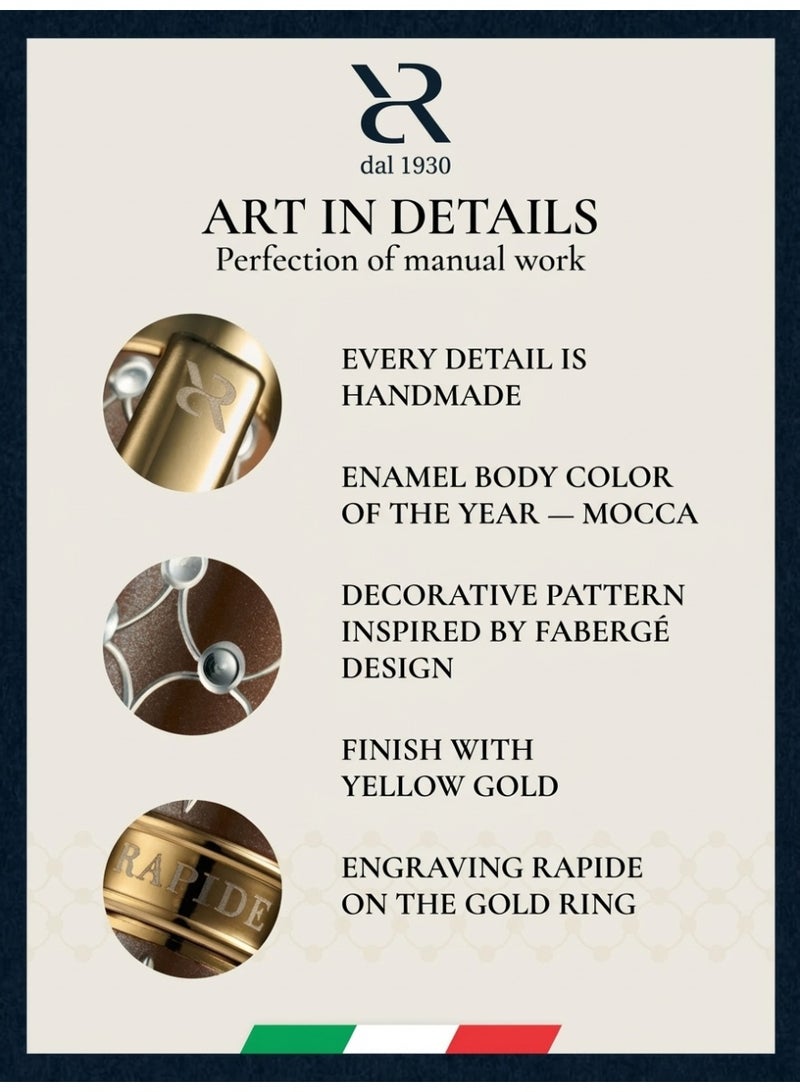 أنكورا مجموعة أنكورا رابيد فابر "الذهب الأصفر" – قلم جاف فاخر مستوحى من روائع فابرجيه – مصنوع يدويًا في إيطاليا (فابر "الذهب الأصفر – موكا") - Image 3