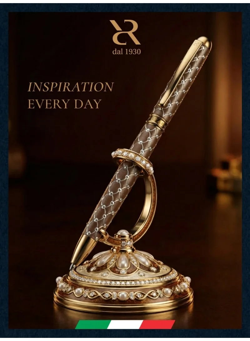 Ancora Ancora Rapide Faber “Yellow Gold” Collection – Luxury Ballpoint Pen Inspired by Fabergé Masterpieces – Handcrafted in Italy (Faber “Yellow Gold” – Mocca)