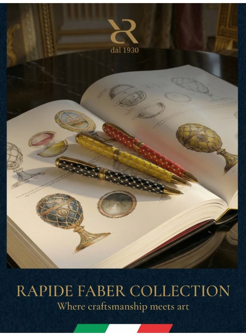 أنكورا مجموعة أنكورا رابيد فابر "الذهب الأصفر" – قلم جاف فاخر مستوحى من روائع فابرجيه – مصنوع يدويًا في إيطاليا (فابر "الذهب الأصفر – موكا") - Image 4