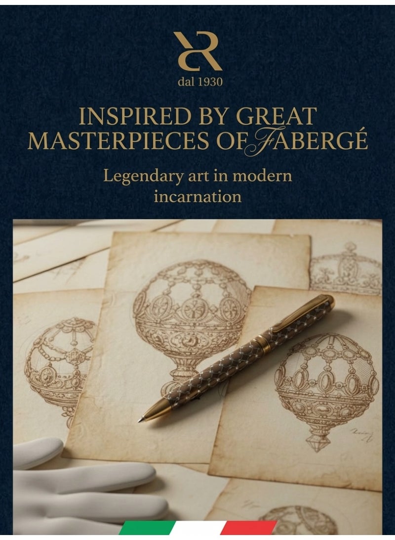 أنكورا مجموعة أنكورا رابيد فابر "الذهب الأصفر" – قلم جاف فاخر مستوحى من روائع فابرجيه – مصنوع يدويًا في إيطاليا (فابر "الذهب الأصفر – موكا") - Image 5