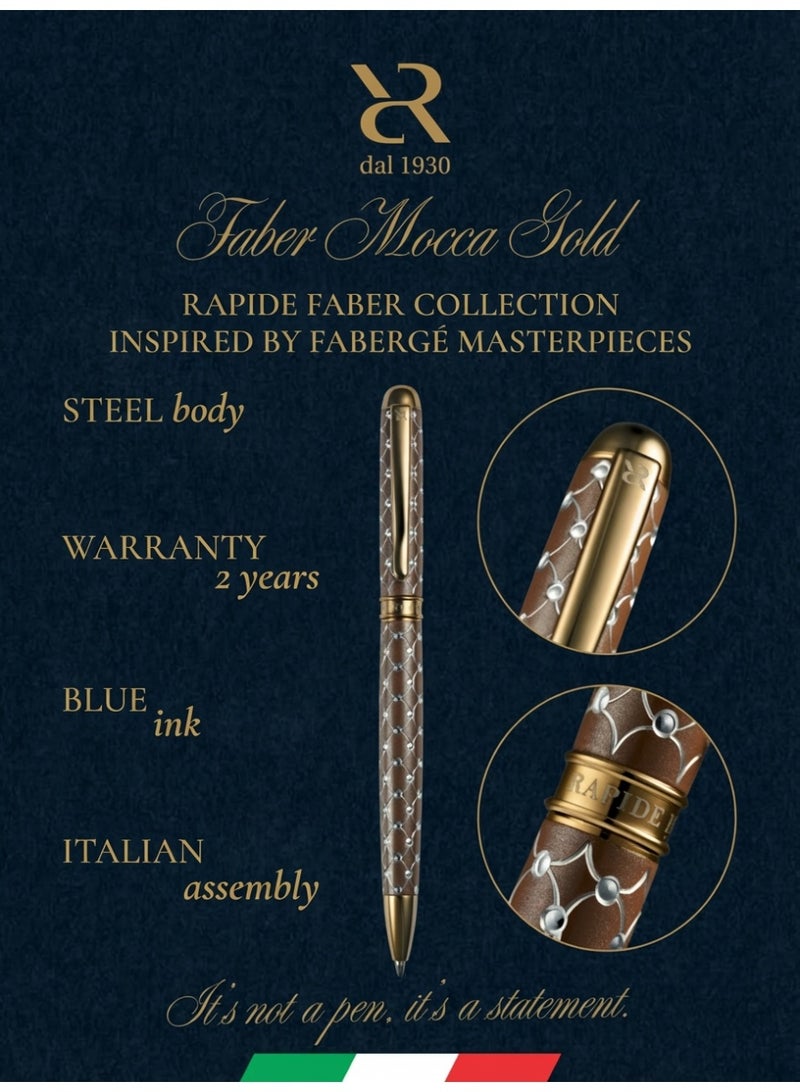 أنكورا مجموعة أنكورا رابيد فابر "الذهب الأصفر" – قلم جاف فاخر مستوحى من روائع فابرجيه – مصنوع يدويًا في إيطاليا (فابر "الذهب الأصفر – موكا") - Image 1