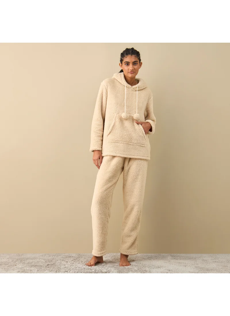 FAV Textured Long Sleeves Hoodie and Pyjama Set