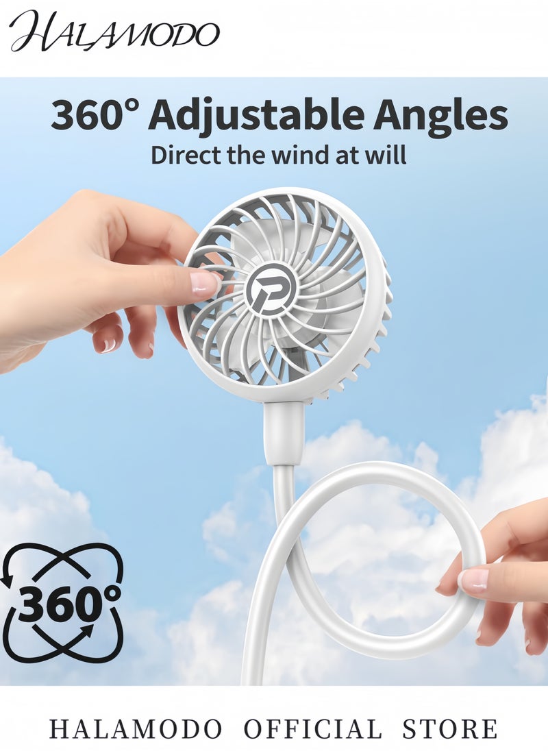 Generic Adjustable Hand Free Neckband Fans With USB FS0001 White  - Image 4