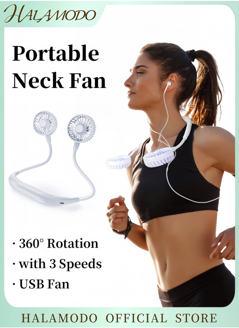 Generic Adjustable Hand Free Neckband Fans With USB FS0001 White  - Image 1