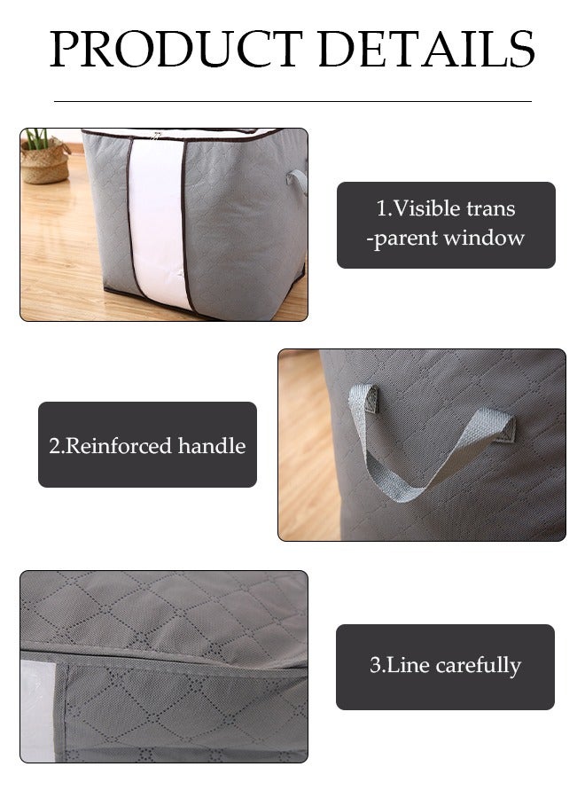 Loquat 90L Large Storage Bags,Storage Bins with Reinforced Handle and Sturdy Zipper,Closet Storage for Blanket,Comforter,Pillows and Bedding,Gray - Image 4