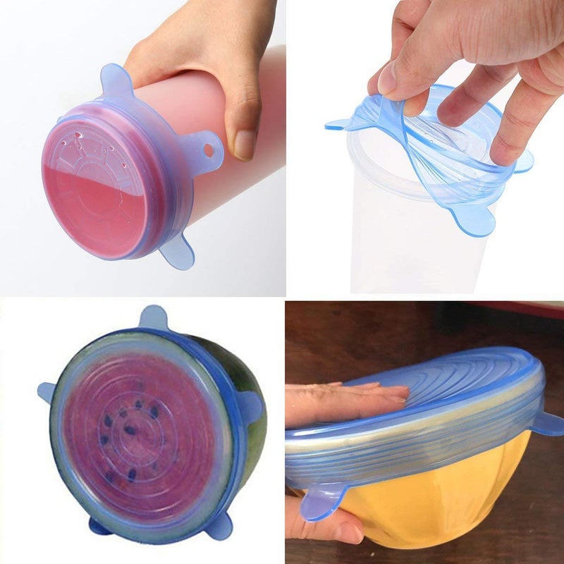 JRT 6 Pcs Set Silicone Stretch Lids- Silicon Lids and Covers - Food Fresh Saver Cover, Freezable, Microwavable Cover Stretchable Covers for Bowls, Cups, Pots, 6-Pack of Various Sizes(Multicolour) - Image 2