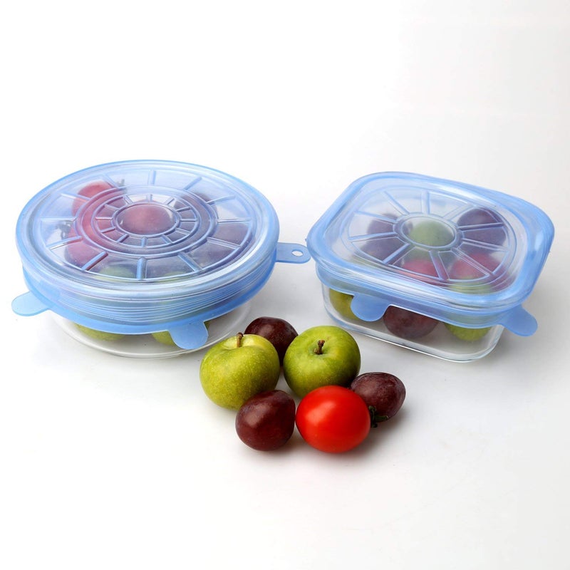 JRT 6 Pcs Set Silicone Stretch Lids- Silicon Lids and Covers - Food Fresh Saver Cover, Freezable, Microwavable Cover Stretchable Covers for Bowls, Cups, Pots, 6-Pack of Various Sizes(Multicolour) - Image 4