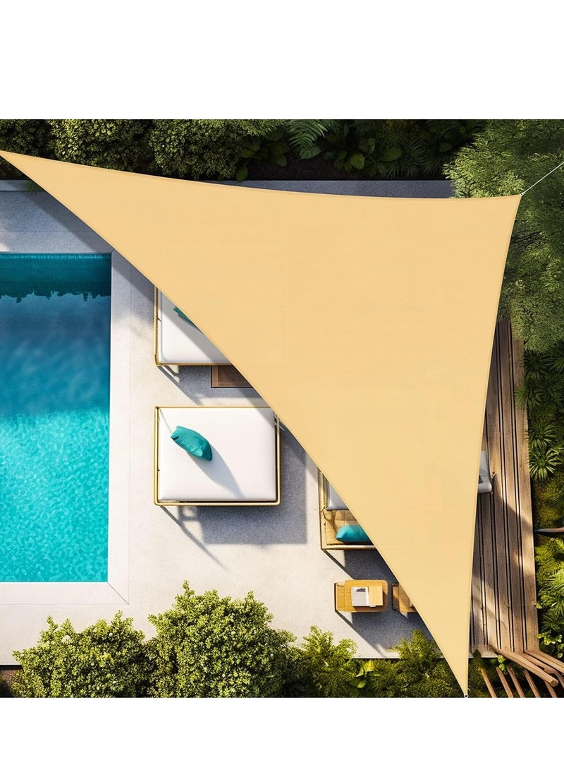 GUDOO مثلث الشمس الظل الشراع 4X4X4 متر 185GSM الظل الشراع الأشعة فوق البنفسجية المظلة للفناء حديقة ساحة مرفق في الهواء الطلق والتخييم الرمال - Image 1