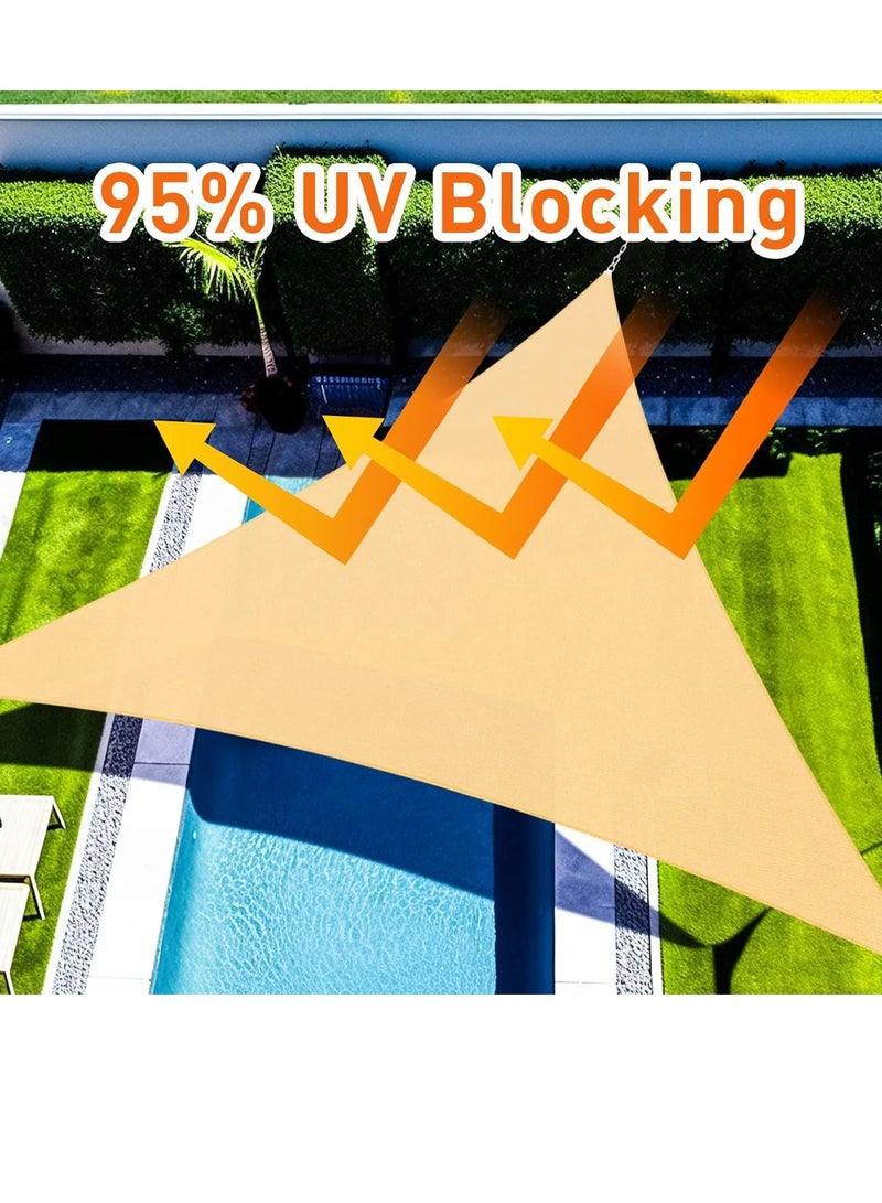 GUDOO مثلث الشمس الظل الشراع 4X4X4 متر 185GSM الظل الشراع الأشعة فوق البنفسجية المظلة للفناء حديقة ساحة مرفق في الهواء الطلق والتخييم الرمال - Image 2