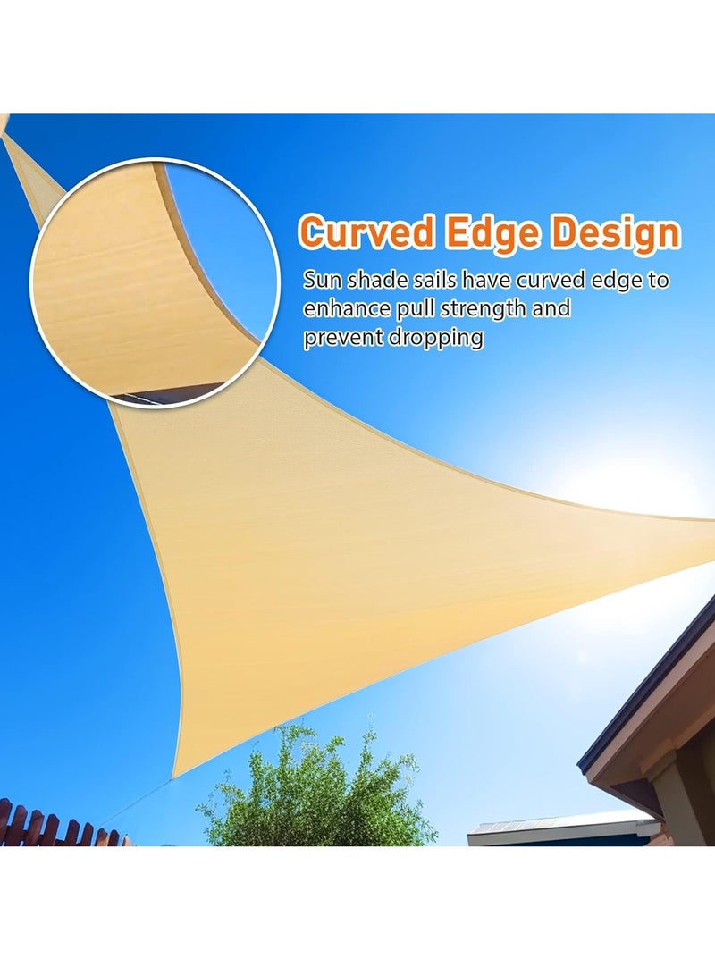 GUDOO مثلث الشمس الظل الشراع 4X4X4 متر 185GSM الظل الشراع الأشعة فوق البنفسجية المظلة للفناء حديقة ساحة مرفق في الهواء الطلق والتخييم الرمال - Image 3