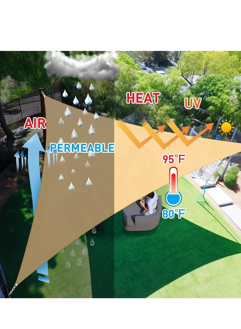 GUDOO مثلث الشمس الظل الشراع 4X4X4 متر 185GSM الظل الشراع الأشعة فوق البنفسجية المظلة للفناء حديقة ساحة مرفق في الهواء الطلق والتخييم الرمال - Image 4