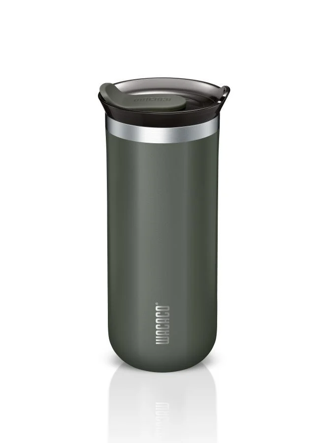 Wacaco Octaroma GRANDE Vacuum Insulated Mug (435ml) - Double Wall Stainless Steel Coffee Travel Tumbler w/ Leakproof Drinking Lid, Reusable, Washable, BPA-Free, Hot & Cold - Grey