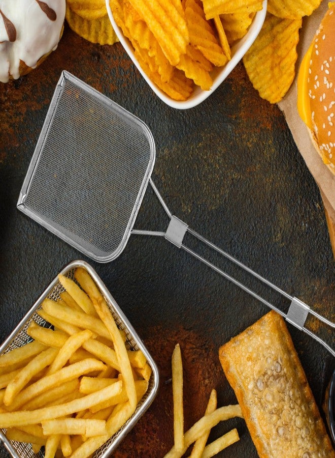STOBAZA Fat Skimmer Spoon, Stainless Steel Fryer Scoop, Fine Mesh Skimmer Spoon with Long Handle, Fat Grease Separator for Hot Pot, Food Spider Strainer for Cooking Frying Fries Pasta, 16.9X5.1 inch - Image 4