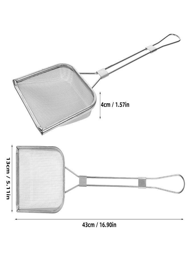 STOBAZA Fat Skimmer Spoon, Stainless Steel Fryer Scoop, Fine Mesh Skimmer Spoon with Long Handle, Fat Grease Separator for Hot Pot, Food Spider Strainer for Cooking Frying Fries Pasta, 16.9X5.1 inch - Image 2