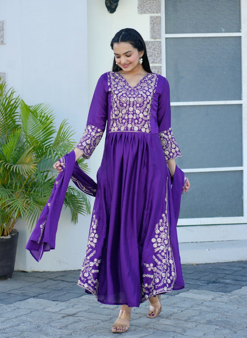 Presenting a new Designer embroidered Chinnon Gown with sequence embroidered work - Image 2