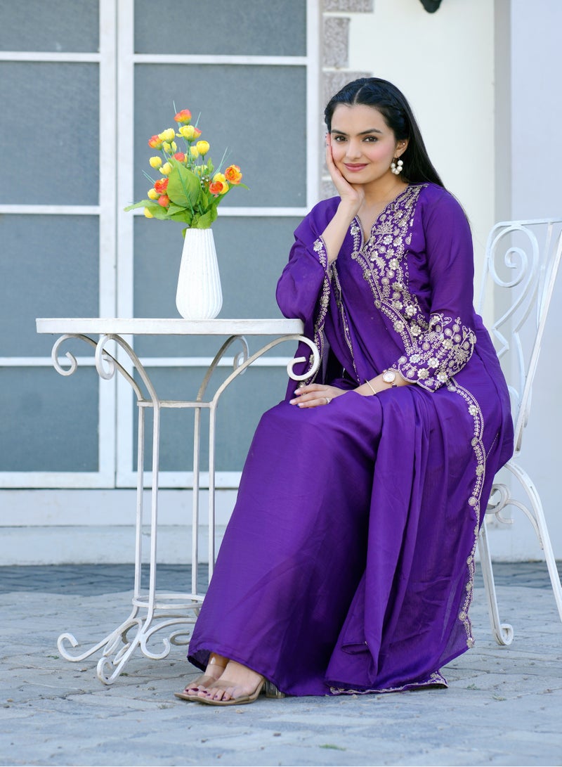 Presenting a new Designer embroidered Chinnon Gown with sequence embroidered work - Image 3