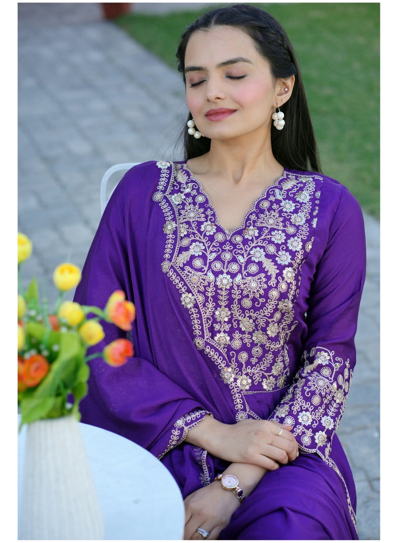 Presenting a new Designer embroidered Chinnon Gown with sequence embroidered work - Image 5
