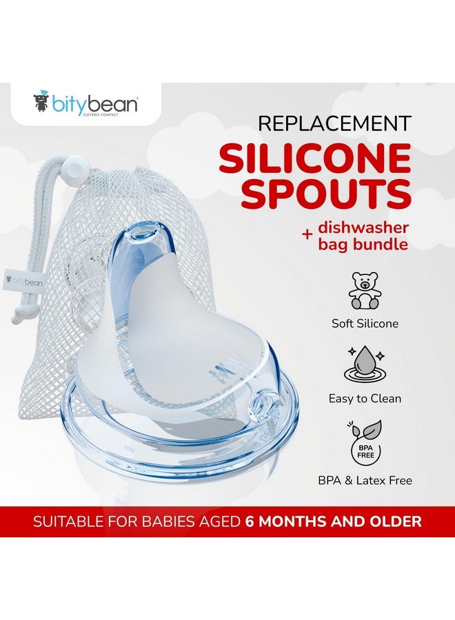 BityBean - NUK Nipple Replacement Spouts, Clear Silicone, Pack of 10 with Dishwasher Safe Mesh Bag - Fits NUK Bottle (10) - Image 2