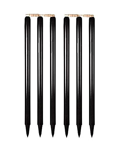 TT TT Wooden Cricket Stumps Black ColorSet of 6 Four Balls  - Image 1