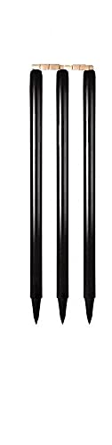 TT TT Wooden Cricket Stumps Black ColorSet of 6 Four Balls  - Image 2