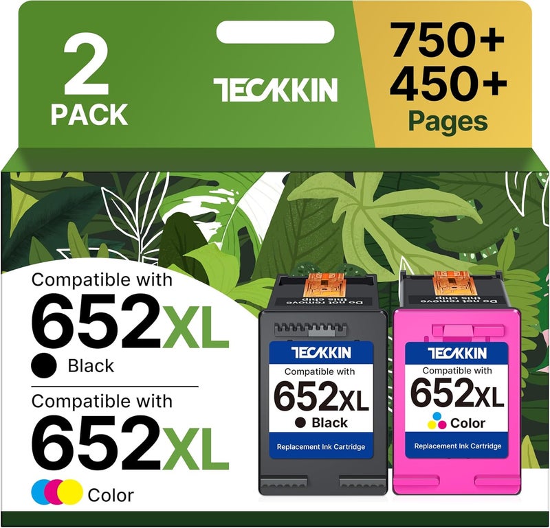 652 Black Ink Cartridge Tri-Color Replacement for HP 652XL 652 Black Ink Cartridge for 652 XL 652 Ink Advantage Color Compatible for HP DeskJet 3787 3789 3790 3835 4535 3775 5075 5275 Printers 2 Pack - Image 1