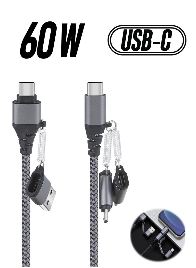 SYOSI Fast Charging Cable, USB C PD 60W 3A Data Sync Nylon Braided Cord USB A/C to Type C/Micro/for iPhone Adapter, QC Charging Cable for iPhone Laptop Tablet Phone Galaxy Huawei HTC LG - Image 1