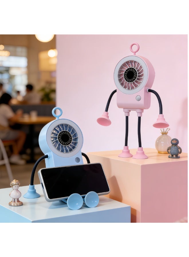 【مروحة ميني محمولة】 【مروحة ميني مكتبية】 【مروحة ميني للطاولة】 مزودة بمصباح ليلي LED مدمج، و5 سرعات رياح قابلة للضبط، وهادئة للغاية حيث يتراوح مستوى الضوضاء بين 36 و45 ديسيبل (A)، كما تأتي ببطارية قابلة لإعادة الشحن بسعة 500 مللي أمبير ساعة و - Image 2