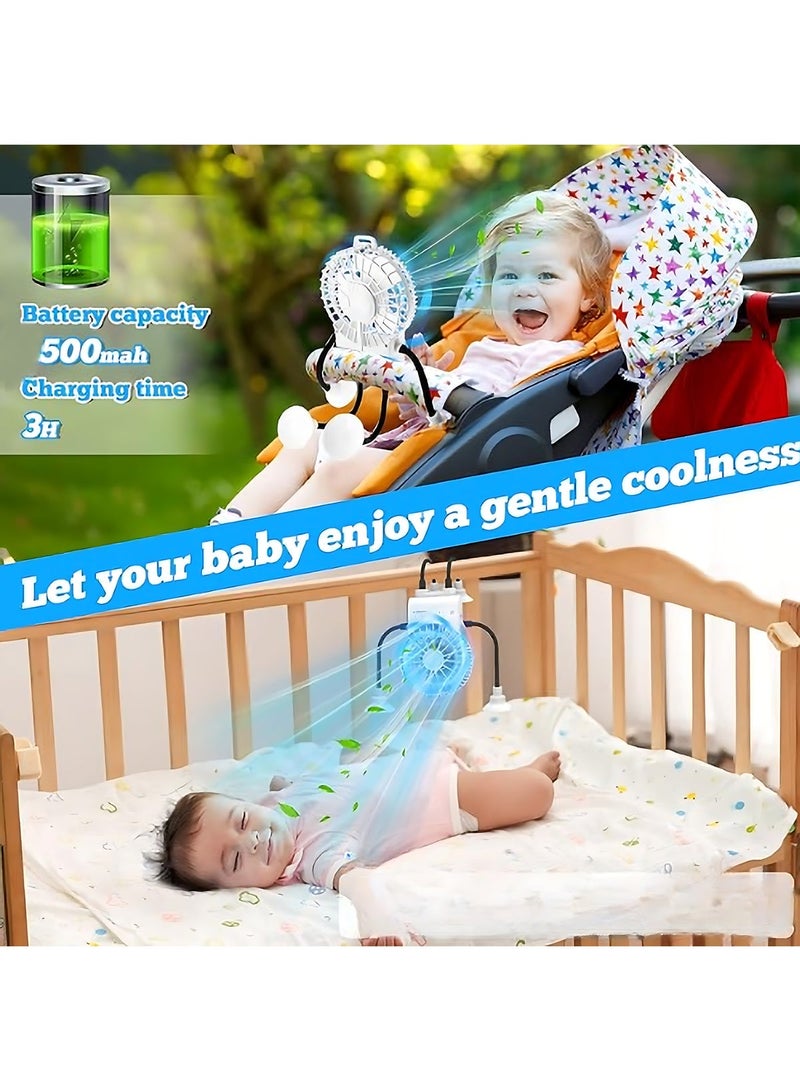 【مروحة ميني محمولة】 【مروحة ميني مكتبية】 【مروحة ميني للطاولة】 مزودة بمصباح ليلي LED مدمج، و5 سرعات رياح قابلة للضبط، وهادئة للغاية حيث يتراوح مستوى الضوضاء بين 36 و45 ديسيبل (A)، كما تأتي ببطارية قابلة لإعادة الشحن بسعة 500 مللي أمبير ساعة و - Image 5
