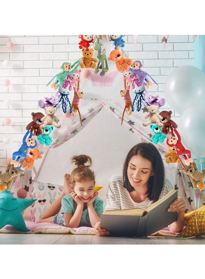 2 Pcs Boho Stuffed Animals Storage Chain, Strong Toy Hanging Chain with 40 Metal Clips, Includes 4 Ceiling Hooks, Organize Plush Toys, Hats, Socks, and Holiday Cards - Image 2