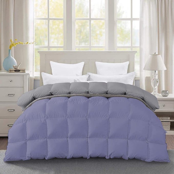 PREMIUM 300 GSM COMFORTER SUPER SOFT FLUFFY REVESIBLE COMFORTER 60 X 90 INCHES152CM X 228CM SINGLE BED COMFORTERSILVERMEDIUM BLUE