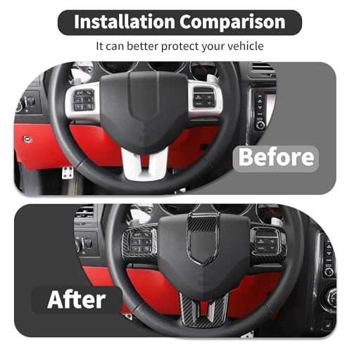 HTHE Inner Carbon Fiber Center Console Steering Wheel Frame Bezel Decoration Compatible with Dodge Durango/Challenger/Charger/Dart 2009-2014 Interior Accessories(4Pcs, ABS - Image 4