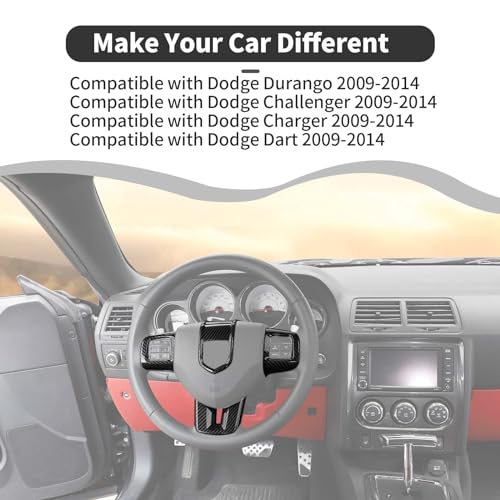 HTHE Inner Carbon Fiber Center Console Steering Wheel Frame Bezel Decoration Compatible with Dodge Durango/Challenger/Charger/Dart 2009-2014 Interior Accessories(4Pcs, ABS - Image 3
