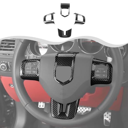 HTHE Inner Carbon Fiber Center Console Steering Wheel Frame Bezel Decoration Compatible with Dodge Durango/Challenger/Charger/Dart 2009-2014 Interior Accessories(4Pcs, ABS - Image 1