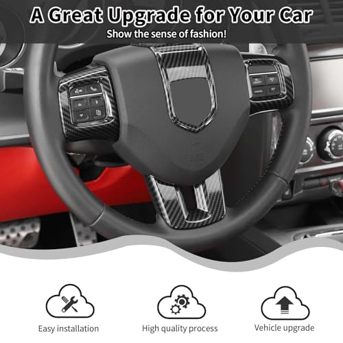 HTHE Inner Carbon Fiber Center Console Steering Wheel Frame Bezel Decoration Compatible with Dodge Durango/Challenger/Charger/Dart 2009-2014 Interior Accessories(4Pcs, ABS - Image 2