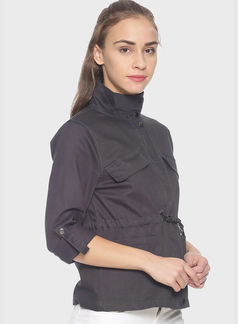 Campus Sutra  High Neck Bomber Jacket for Women | Best Price UAE
