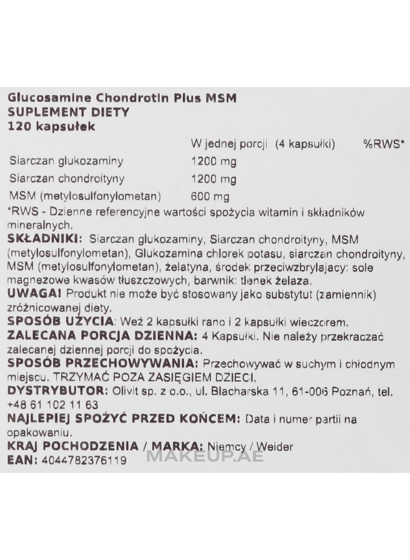 Weider Glucosamine 1200mg & Chondroitin 1200mg 120 Capsules – Joint, Cartilage & Mobility Support - Image 2