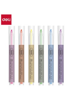 Deli Deli EU624 Highlighter - Yellow/orange, pink/green/blue/purple - 6 pcs - Ideal for note-taking, marking, doodling, and DIY  - Image 1