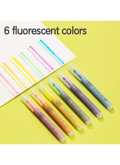 Deli Deli EU624 Highlighter - Yellow/orange, pink/green/blue/purple - 6 pcs - Ideal for note-taking, marking, doodling, and DIY  - Image 3