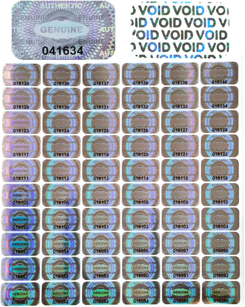 ILMBVM 600 pcs Hologram Security Tamper evident Stickers Warranty Void Seal Labels with Unique Serial Number Genuine Authentic Tamper Proof Sticker(1X0.6 inch)… Custom sizing alternatives - Image 1