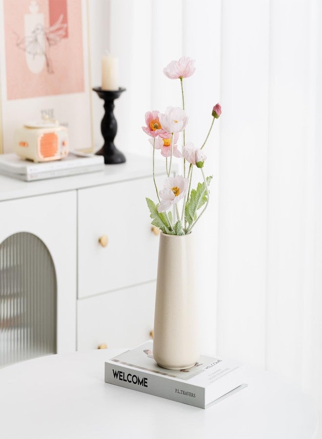 HUBUISH Beige Ceramic Vase - 8“ Neutral Vase Home Decor, Boho Off White vase, Cream vases for Flower, Minimalist Modern Ivory Vases for Centerpieces, Room Decor, Living Room, Bedroom - Image 5