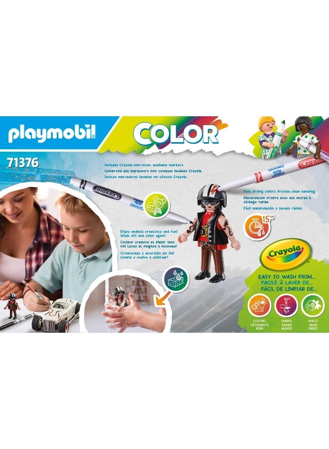 بلاي موبيل بلايموبيل PM-Color هوت رود – مجموعة لعب مع شخصية، نموذج سيارة رياضية، إكسسوارات سباق، وعناصر إبداعية للعب خيالي | موديل 71376 | لعبة إبداعية للأطفال من عمر 4 سنوات فأكثر - Image 5