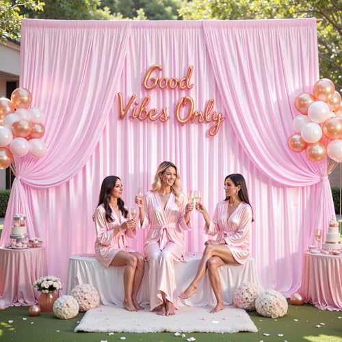 PARTISKY 10x10ft Pink Glitter Backdrop Curtain or Parties, Wrinkle Free Satin Photo Backdrop Drapes 2 Panels 5x10FT Shimmer Back Drop Cloth for Baby Shower Wedding Birthday Photography Background Decor - Image 5