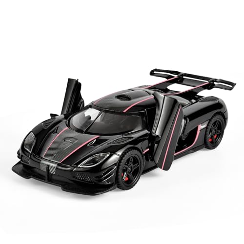 FLYKIRIN Toy Cars 132 Scale Koenigsegg One Diecast CarsCar Models with Light Sound and Pull BackCar Toys Birthday Gifts for Boys and Boyfriends Black - Image 1