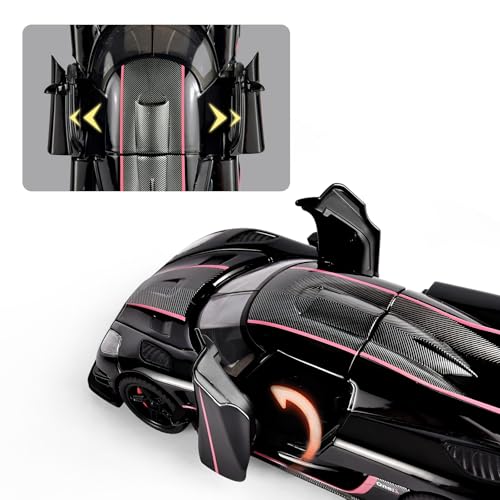 FLYKIRIN Toy Cars 132 Scale Koenigsegg One Diecast CarsCar Models with Light Sound and Pull BackCar Toys Birthday Gifts for Boys and Boyfriends Black - Image 5