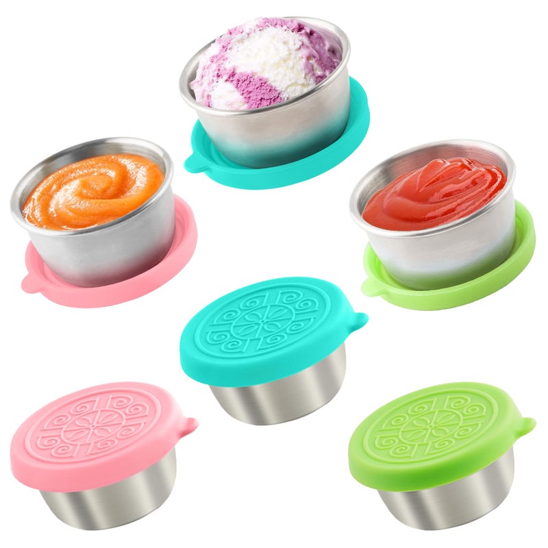 Qukaka 6x1.6 Oz Salad Dressing Containers With Lids, Small Leakproof Reusable Stainless Steel Salad Dressing Container To Go For Lunch Boxes,Sauce containers, Picnics,Travel Meal Prep And Kitchen Storage. - Image 1