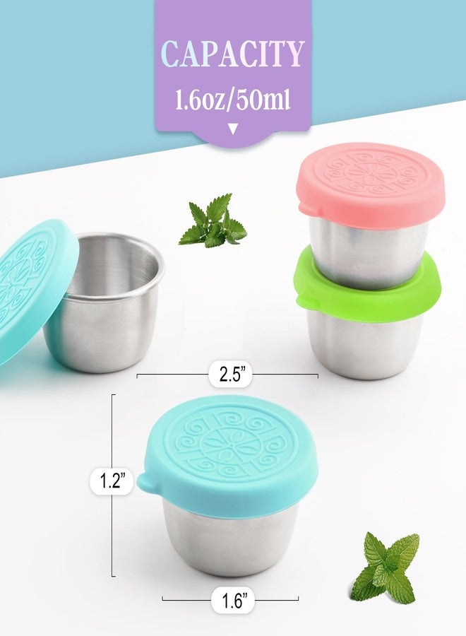 Qukaka 6x1.6 Oz Salad Dressing Containers With Lids, Small Leakproof Reusable Stainless Steel Salad Dressing Container To Go For Lunch Boxes,Sauce containers, Picnics,Travel Meal Prep And Kitchen Storage. - Image 2